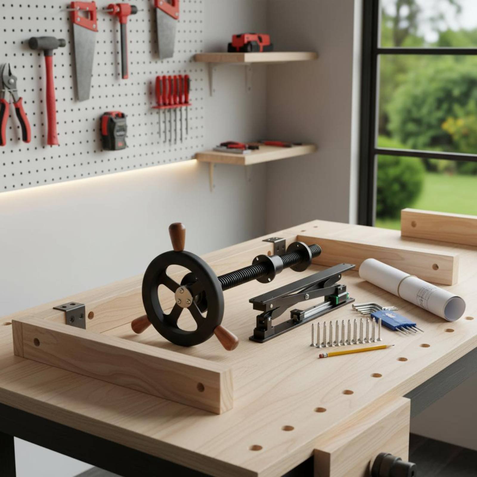Woodworking Workshop Design - Workbench Leg Clamp European Design Wooden