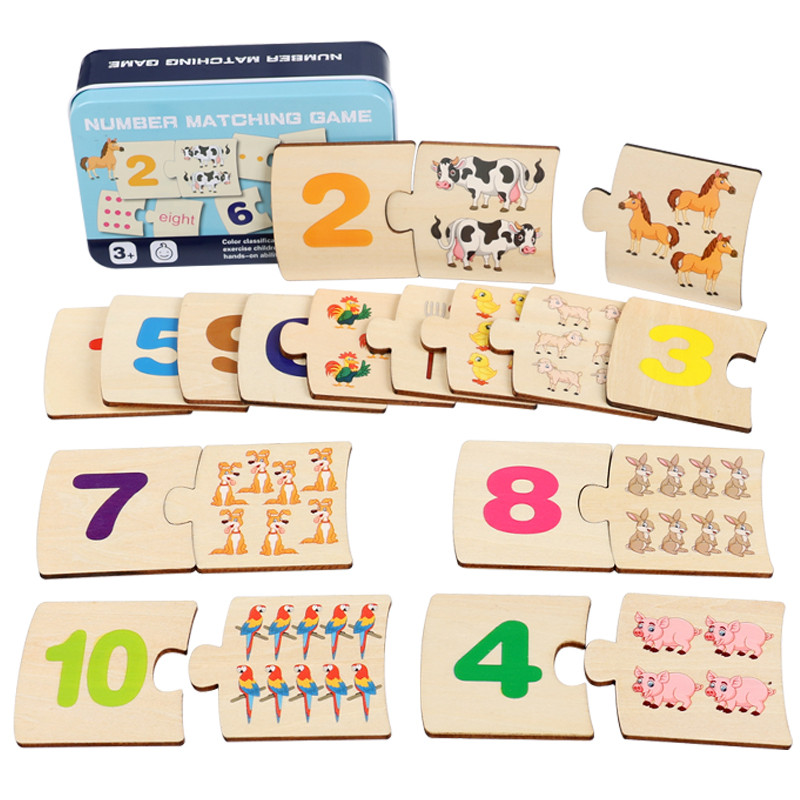 Woodworking Jigsaw - Children Iron Box Number Enlightenment Paired