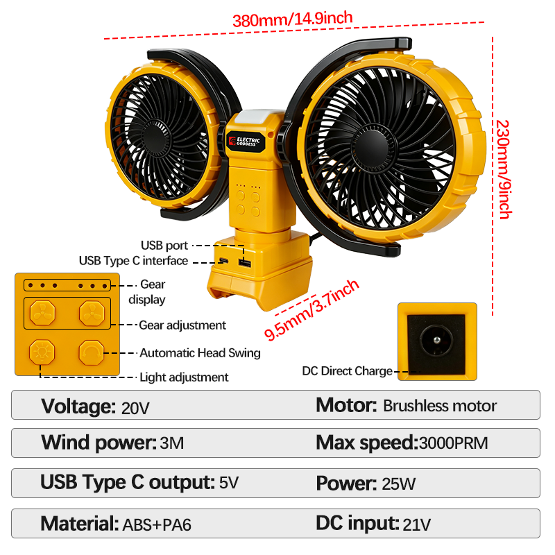 3000RPM Portable Dual Head Fan - Woodworking Class recension och pris