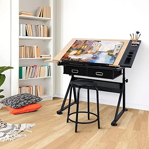 Drafting Table Art Desk with 2 - Woodworking Table recension och pris