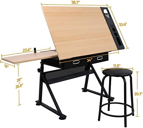 Drafting Table Art Desk with 2 - Woodworking Table recension och pris