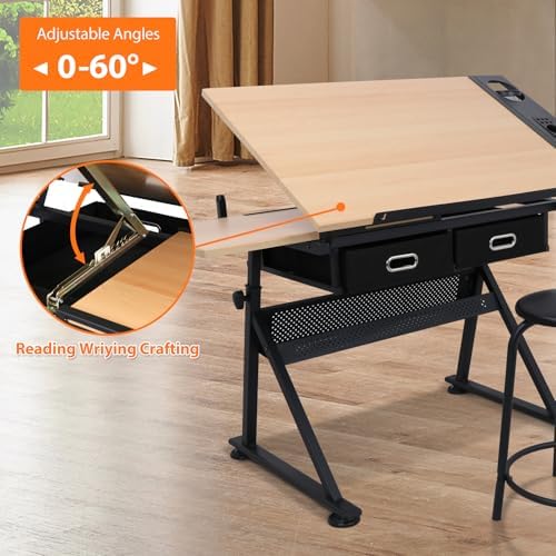Drafting Table Art Desk with 2 - Woodworking Table recension och pris