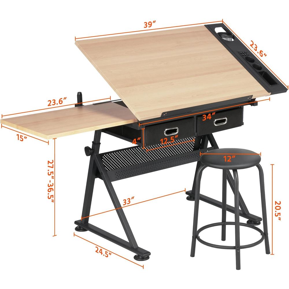 Height Adjustable Drating Tabl - Woodworking Table recension och pris